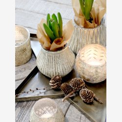 Chic Antique fyrfadsstage guld/creme H: 8 : 9cm. 