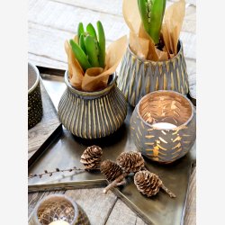 Chic Antique fyrfadsstage guld/kul H: 8 : 9cm. 