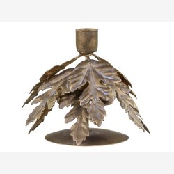 Chic Antique lysestage m/blade i messing look H: 15 : 12cm. 