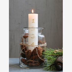 Chic Antique hvidt adventslys m/guld tal 48 timer H. 20 : 5cm. 