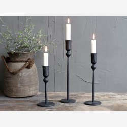 Chic Antique lysestage i jern H: 18cm. 