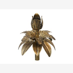 Chic Antique - Lysholder t/flaske m/blade H: 14 : 13,5 cm. Antik Messing