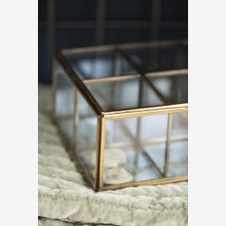 Ib Laursen glasske m/6 rum messing look B:16 H:8 L:21cm. 