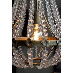 Chic Antique - Fransk Lysekrone m. glasprismer H60/35,5 cm messing