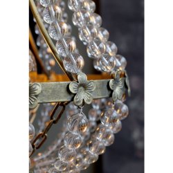 Chic Antique - Fransk Lysekrone m. glasprismer H60/35,5 cm messing