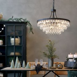 Chic Antique - Versailles Lysekrone m. drbeformede glasprismer H57/70 cm sort