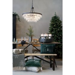 Chic Antique - Versailles Lysekrone m. drbeformede glasprismer H57/70 cm sort