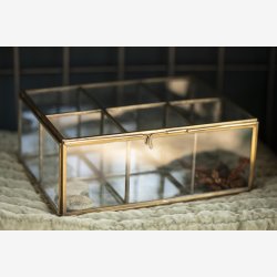 Ib Laursen glasske m/6 rum messing look B:16 H:8 L:21cm. 