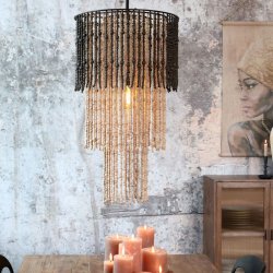 Chic Antique - Lysekrone m. trperler H90/50 cm natur