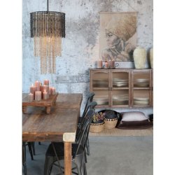 Chic Antique - Lysekrone m. trperler H90/50 cm natur