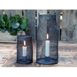 Chic Antique - Lanterne med net i sort H 24  10cm. 