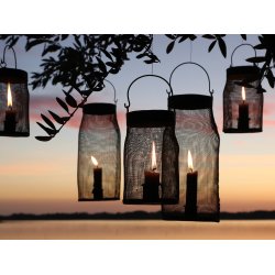 Chic Antique - Lanterne med net i sort H 24  10cm. 