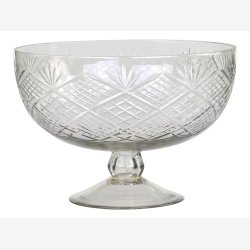 Chic Antique - Glasskl p fod m/slibninger H: 16 D: 23,5 cm. 