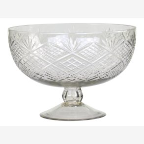 Chic Antique - Glasskl p fod m/slibninger H: 16 D: 23,5 cm. 