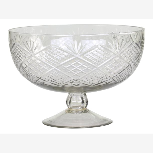 Chic Antique - Glasskl p fod m/slibninger H: 16 D: 23,5 cm. 