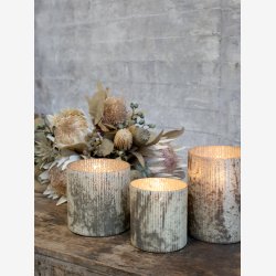 Chic Antique - Hurricane/Lysestage m/riller glas H: 11 : 10,5 cm. Champagne.