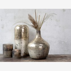 Chic Antique - Vase/Flaske glas antik guld H: 33 : 25cm. 