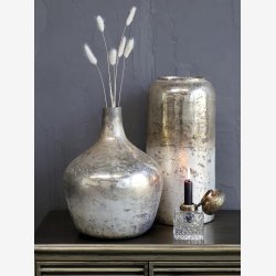 Chic Antique - Vase/Flaske glas antik guld H: 33 : 25cm. 