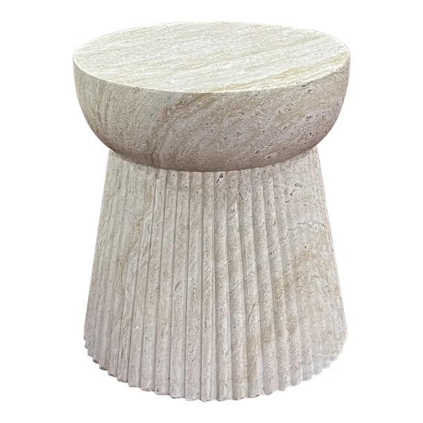 House Nordic - Bonn Sidebord, fiberclay med rillet design, natur, 37x43 cm