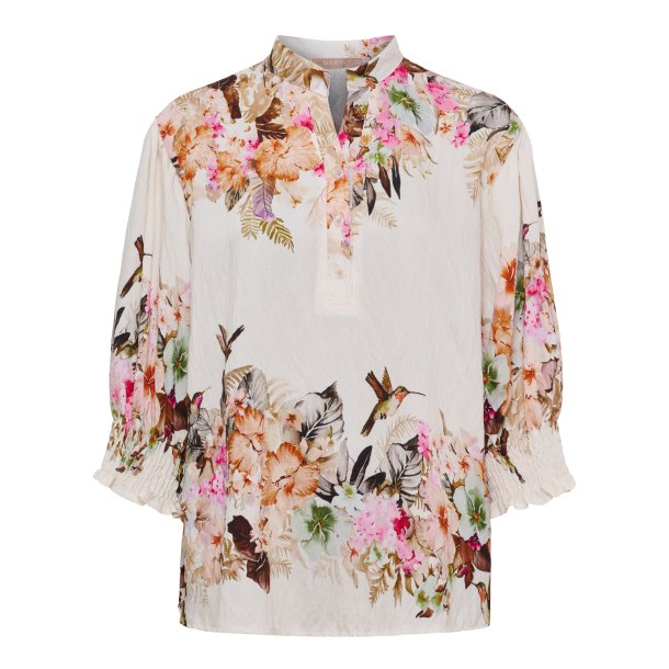 Marta Du Chateau - MdcMelisande Skjorte Blomsterprint Camel Flere strs.