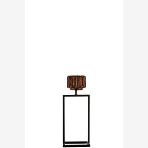 J-Line - Fyrfadsholder Glas Brun 12x11x31,5 cm.