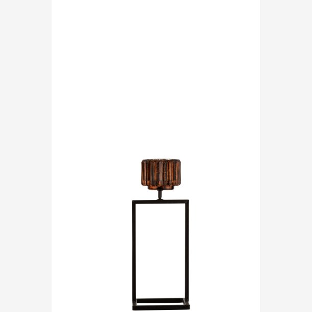 J-Line - Fyrfadsholder Glas Brun 12x11x31,5 cm.