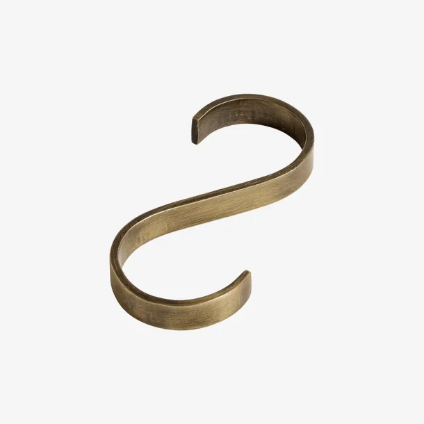 NORDAL - S-krog til h�ndkl�destang Flad Messing H:10 cm.