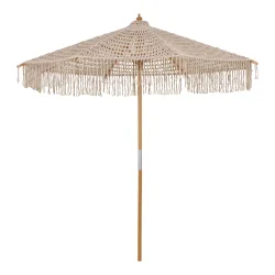 House Nordic - Martos Hklet Parasol, bomuld, trstok, beige, 250 cm