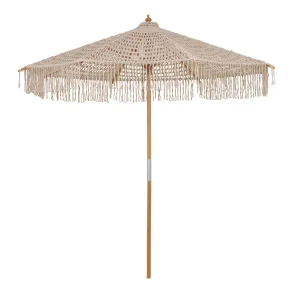 House Nordic - Martos Hklet Parasol, bomuld, trstok, beige, 250 cm