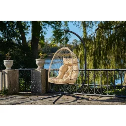 House Nordic - Patras Hngestol, stl stativ, foldbar sde, incl.hynder, natur/sort, 195x117x107 cm