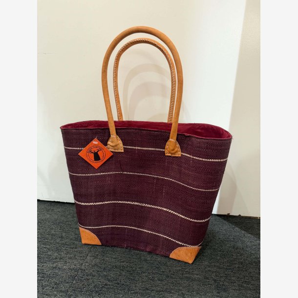 Madam Gr�skar - Strandtaske M�rk Lilla 40x30 cm.