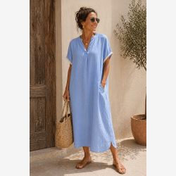 Tunika m. kant og lommer Lysebl� Onesize