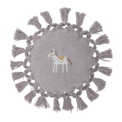 BloomingvilleMINI - Elinna rund pude m/hest og frynser :35cm.