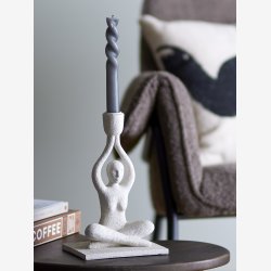 Bloomingville - Lucie Lysestage Yoga Kvinde Hvid Poly L: 15 H: 24 B: 11 cm. 