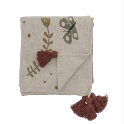 BloomingvilleMINI - Dorell plaid brun m/fugle motiver i genanvendt bomuld 160x130cm. 