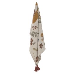 BloomingvilleMINI - Dorell plaid brun m/fugle motiver i genanvendt bomuld 160x130cm. 