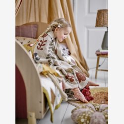 BloomingvilleMINI - Dorell plaid brun m/fugle motiver i genanvendt bomuld 160x130cm. 