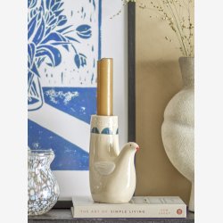 Bloomingville - Trudy Lysestage, Hvid, Stentj L: 8,5 H: 11,5 B: 6 cm. 