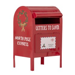 Julemandens Postkasse Rd Metal L: 21 H: 33 B: 18 cm. 