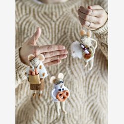 Bloomingville - Julemus Uld H: 12 cm. S�t m/3 stk. 