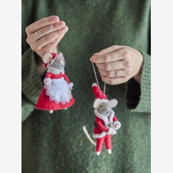 Bloomingville - Julemus Julemand &amp; Julekone Uld H: 12 cm. 