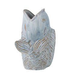 Bloomingville - Hiro Vase Fisk Bl Stentj L: 17 H: 21 B: 13,5
