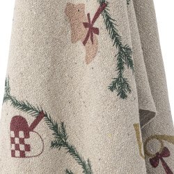 Bloomingville - Plaid m/julemotiver Yule 160x130 cm. Genanvendt Bomuld