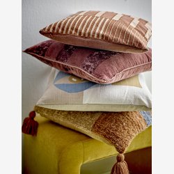 Bloomingville - Ditte Pude, Bl, Bomuld 45x45 cm. 