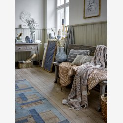 Bloomingville - Isnel Plaid m/frynser Natur, Genanvendt Bomuld 160x130cm. 