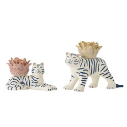 Bloomingville - Rory Lysestage Tiger, Hvid, Stentj 