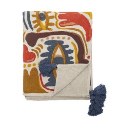 Bloomingville - Plaid m/mnster Horus 160x130 cm. Genanvendt Bomuld Multi