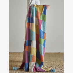 Bloomingville - Plaid m/mnster Colorine 160x130 cm. Genanvendt Bomuld