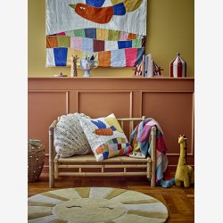 Bloomingville - Plaid m/mnster Colorine 160x130 cm. Genanvendt Bomuld