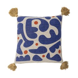 Bloomingville - Pude m/kvaster Eviaya 45x45 cm. Bl Genanvendt Bomuld